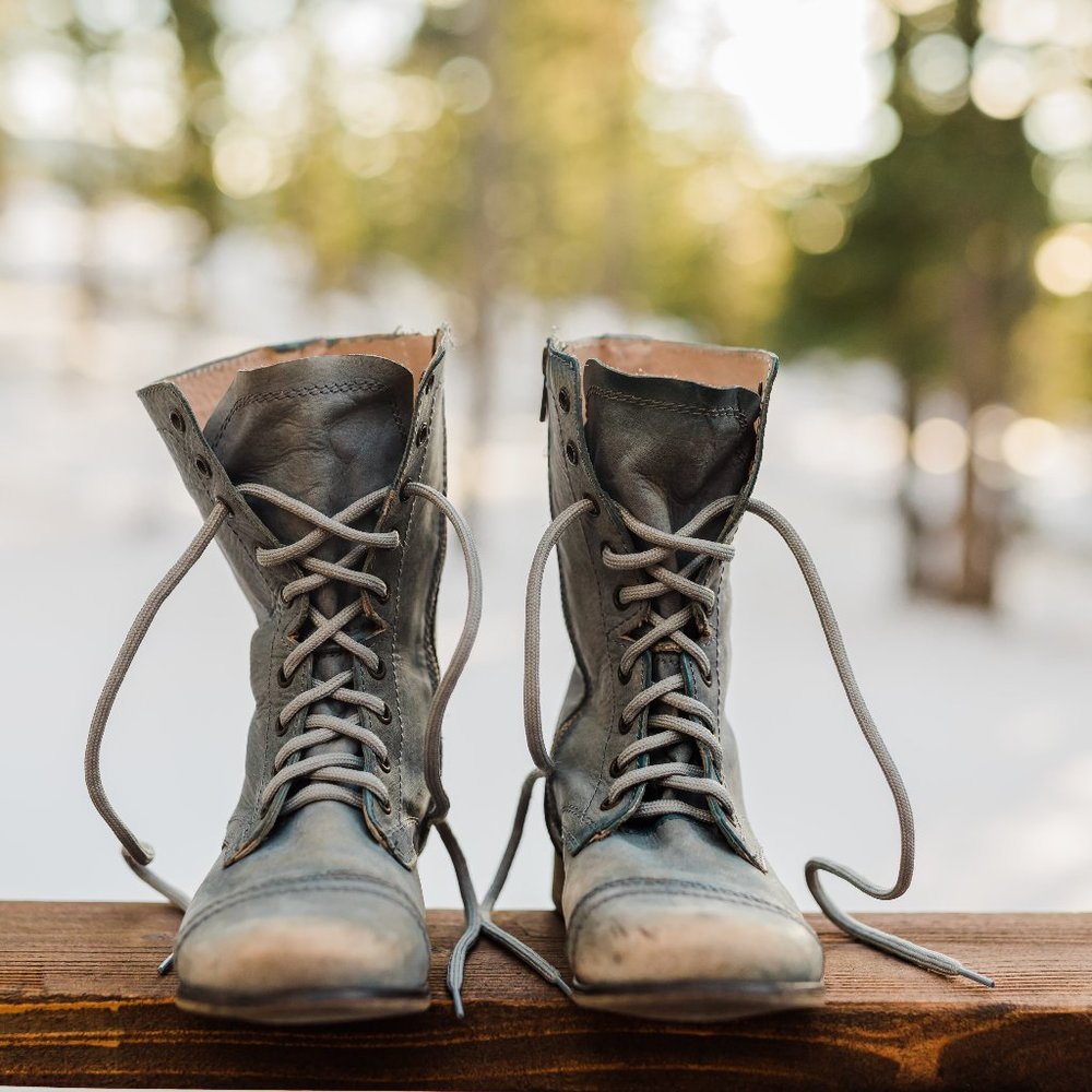 Steve Madden Troopa Boot Sz 9 Blue Leather